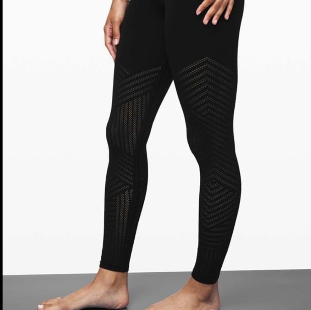 Lululemon Athletica Reveal Tight Mesh Stripes Black